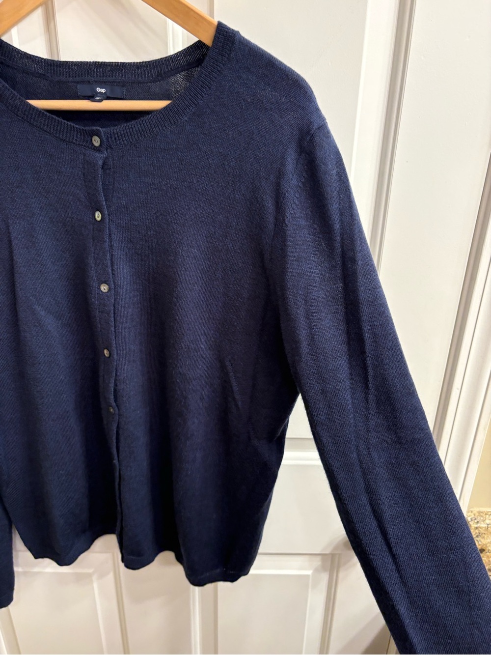 TALL Navy Button-Up Wool Blend Cardigan Sweater XL Tall - Picture 3 of 11